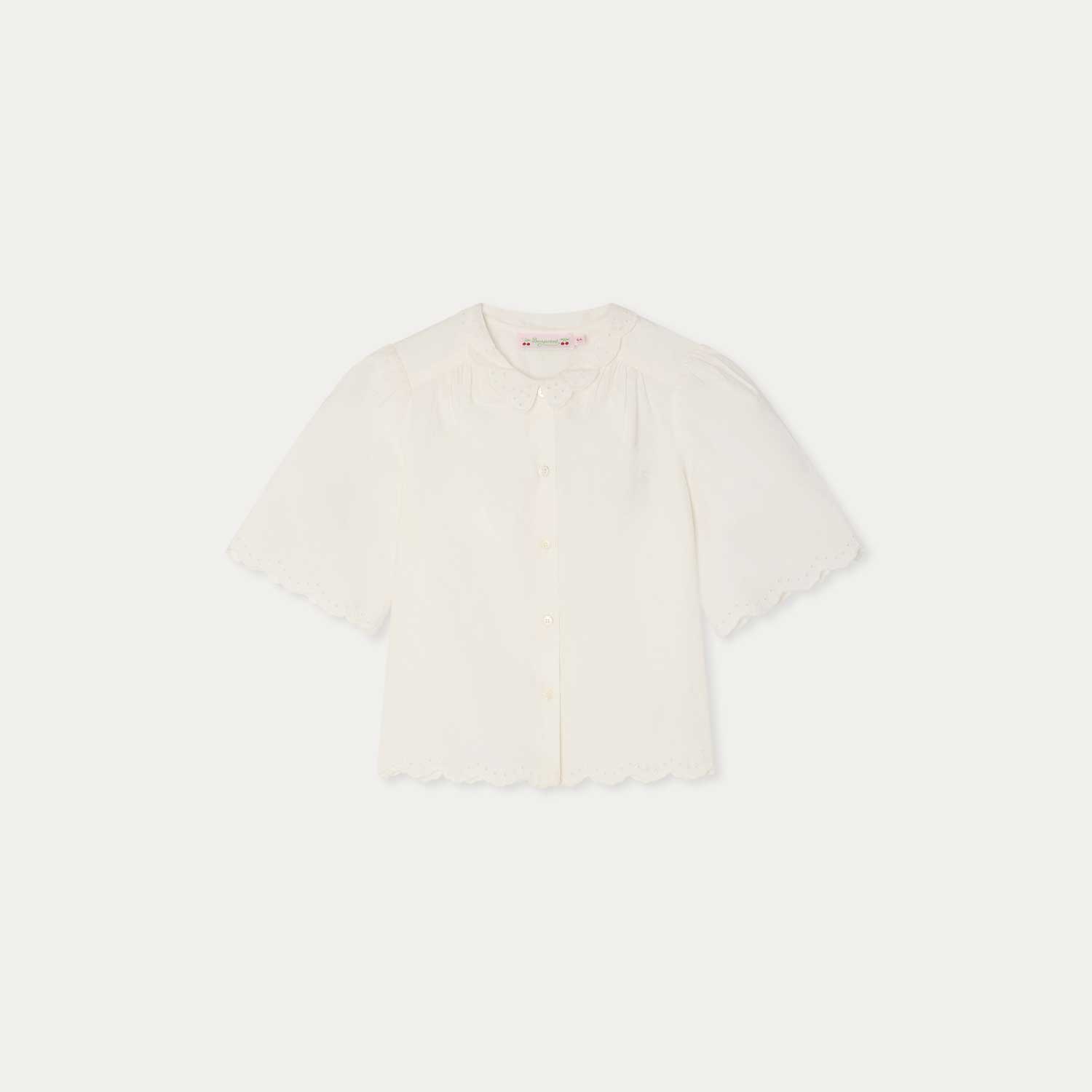 ブロデリー・アングレーズ トリム ブラウス