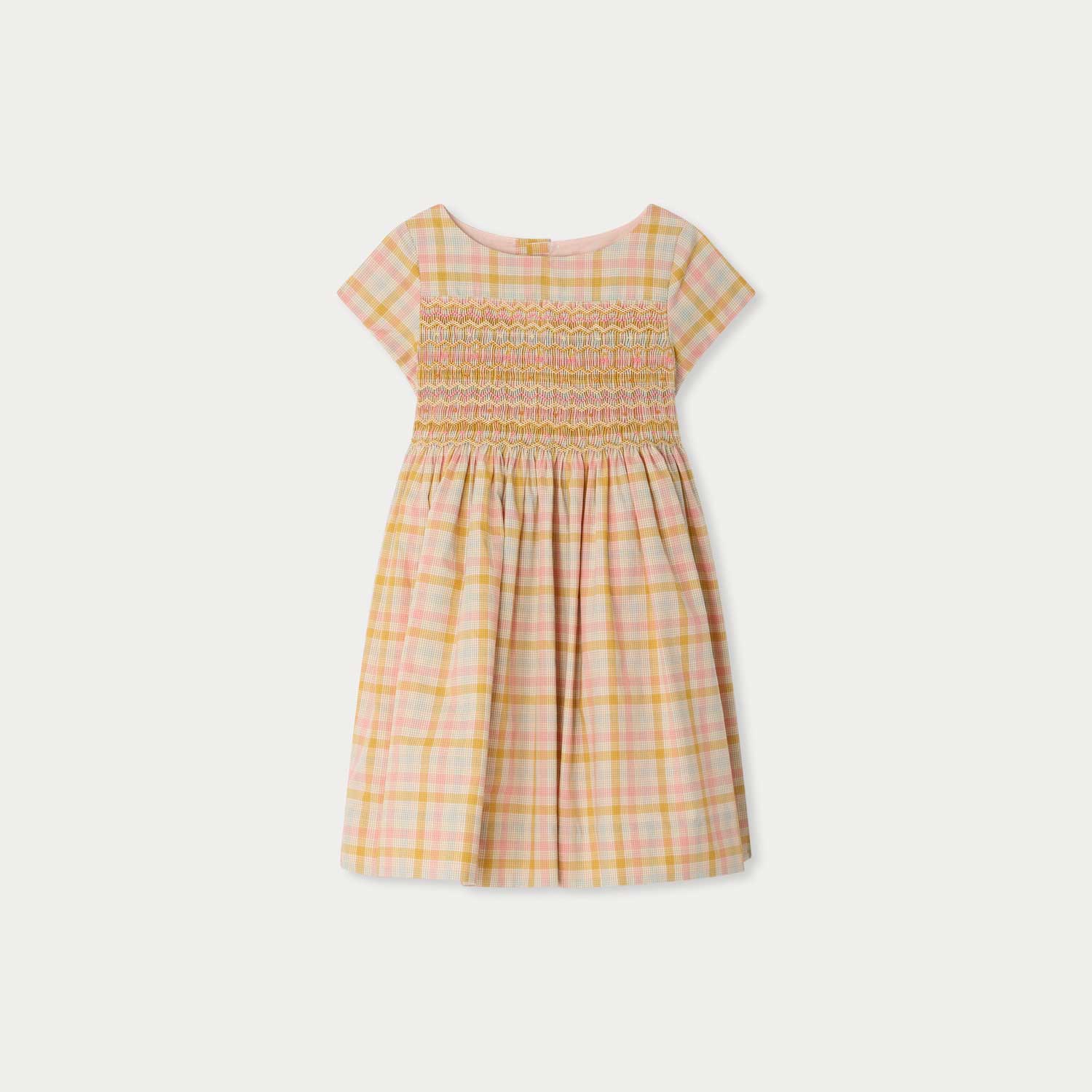 チェック スモッキング ドレス