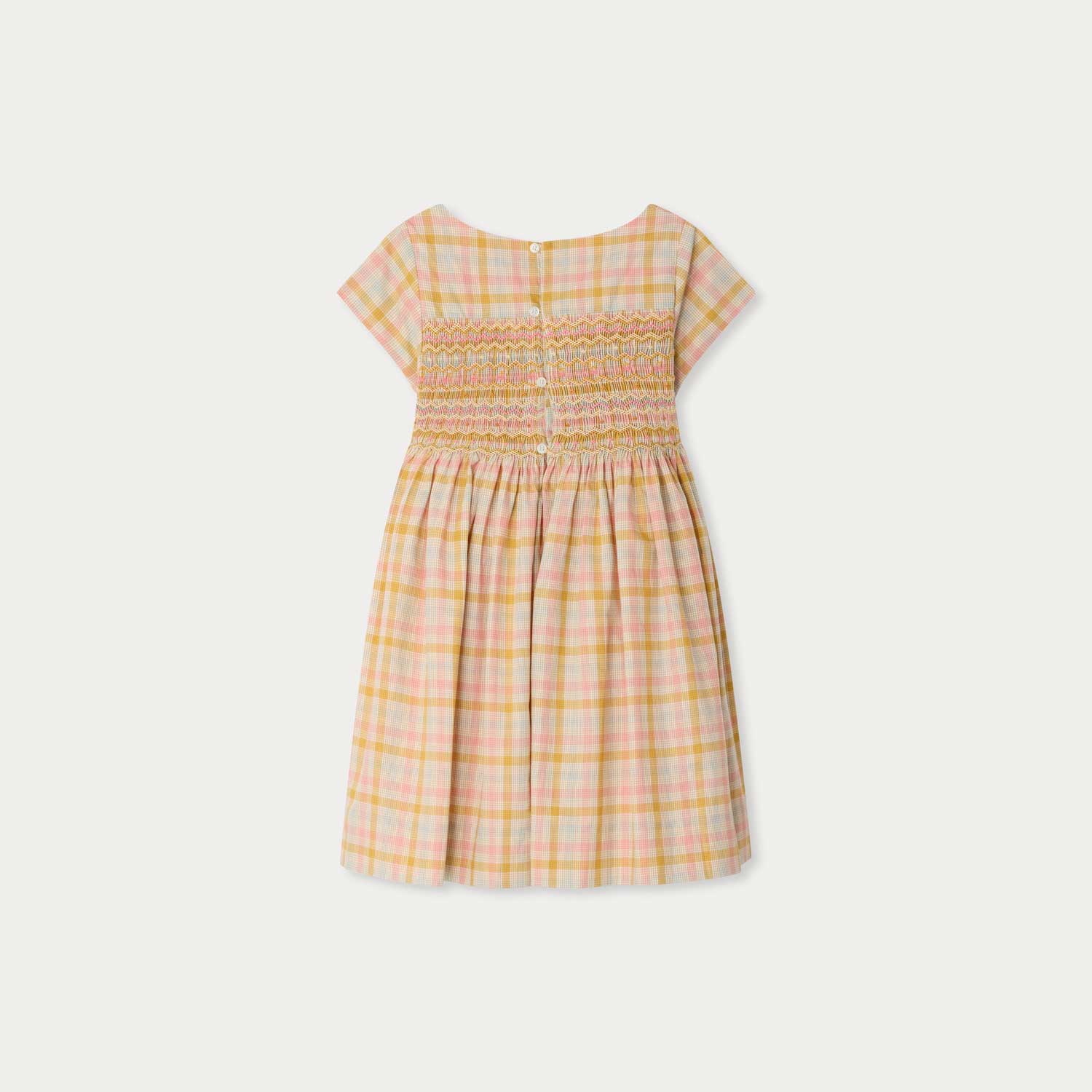 チェック スモッキング ドレス