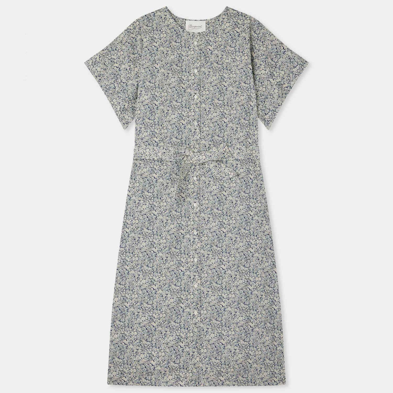 リバティプリント ロングシャツドレス