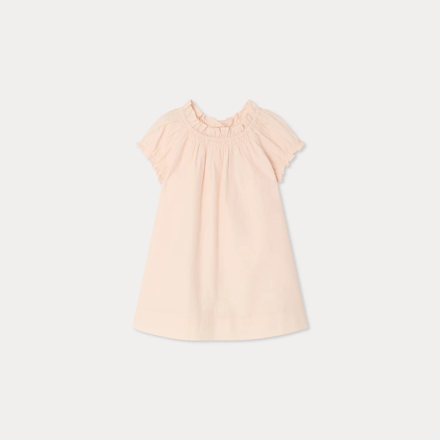 刺繍ヘム スモッキング ドレス