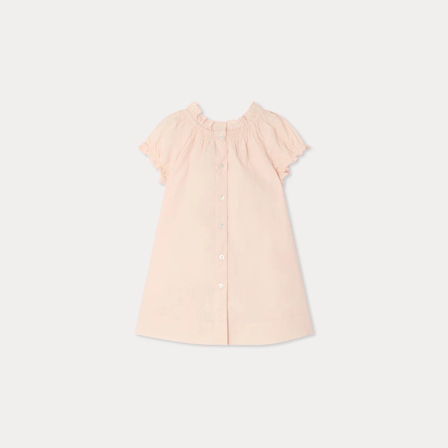 刺繍ヘム スモッキング ドレス