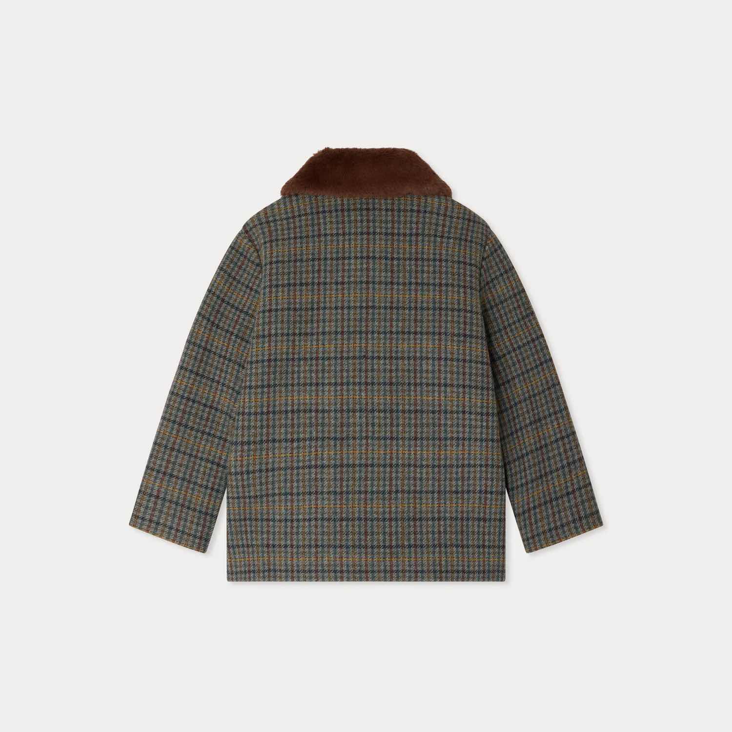 キルテッドウールチェックコート