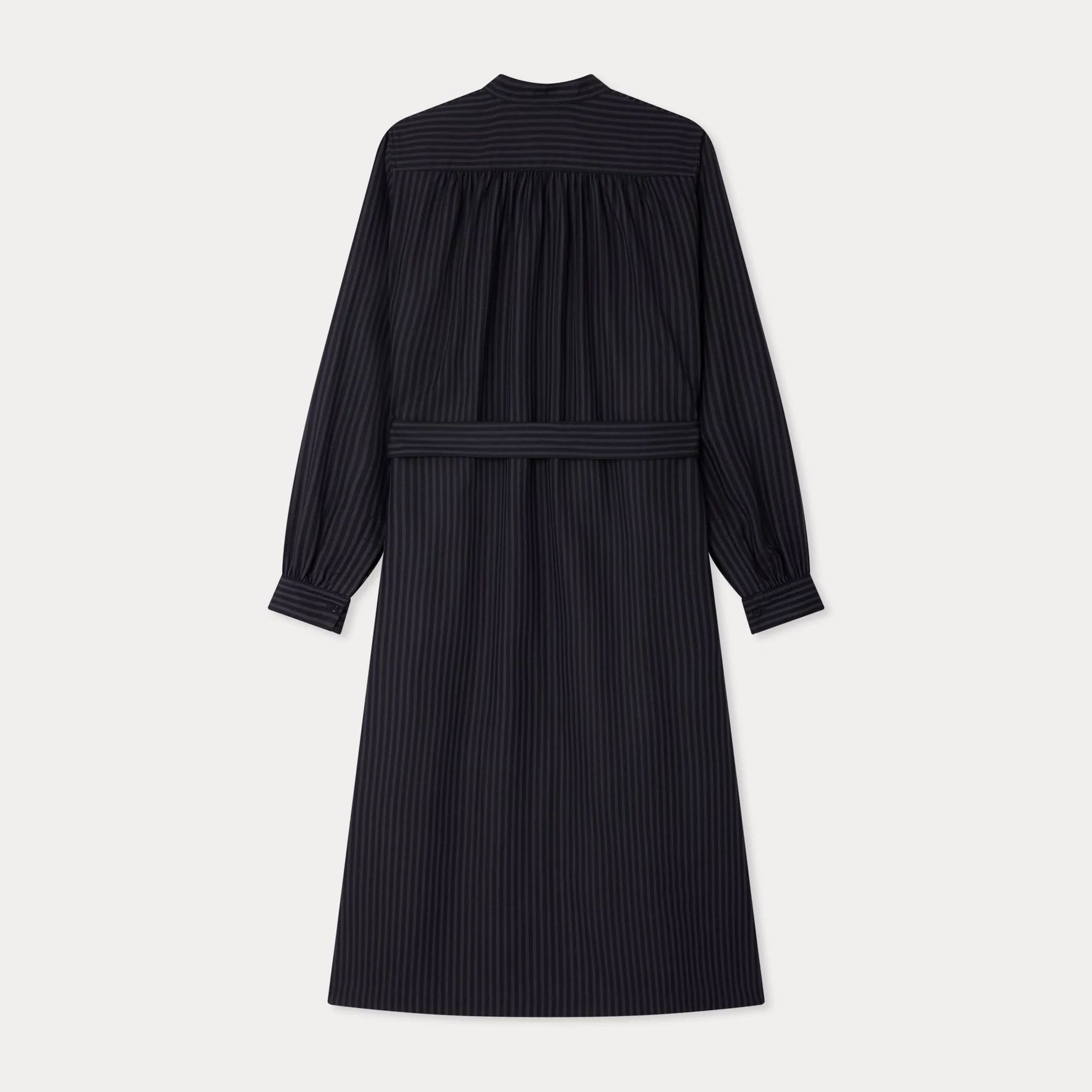 テンセル ストライプシャツドレス