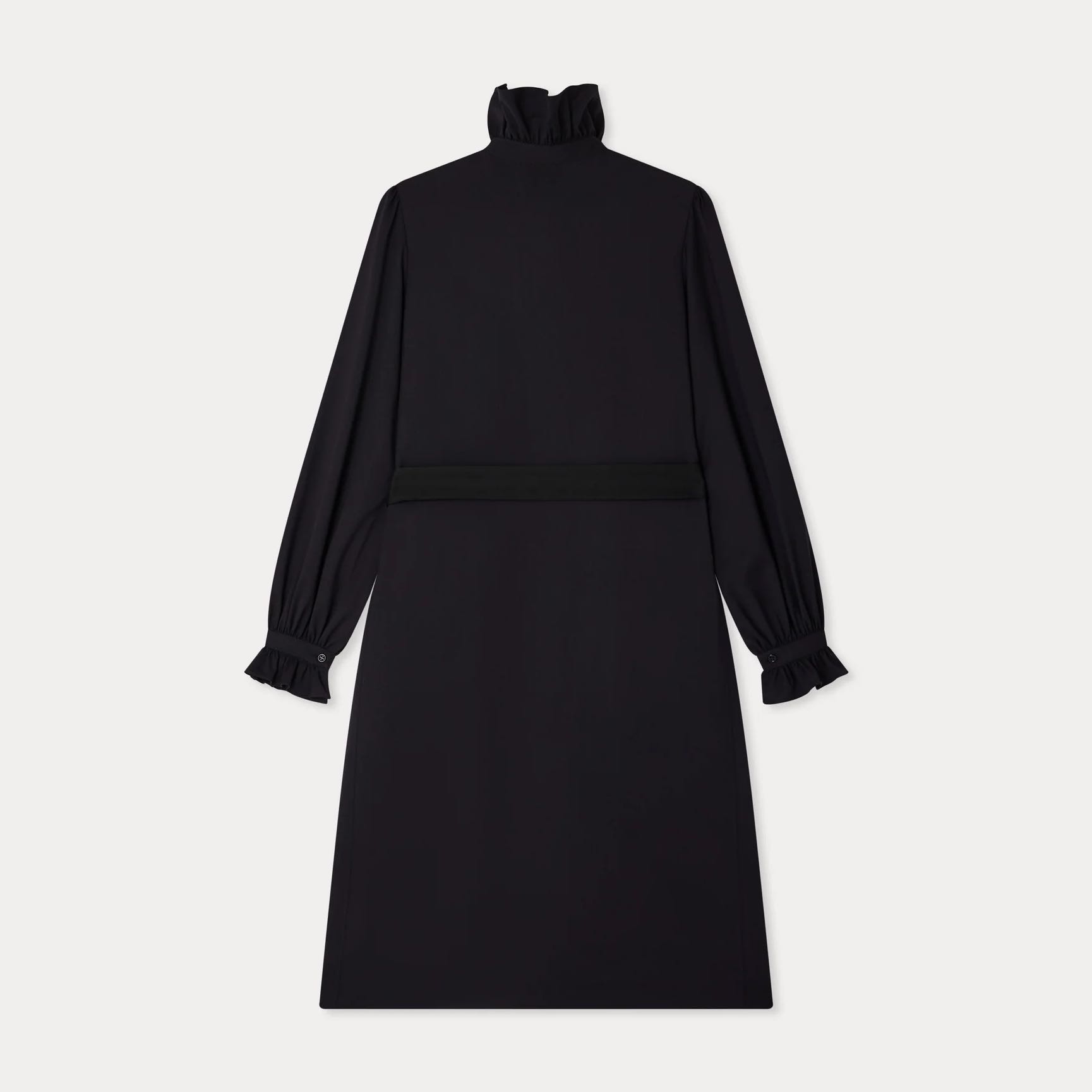 ウール ラッフルカラー&カフス ドレス