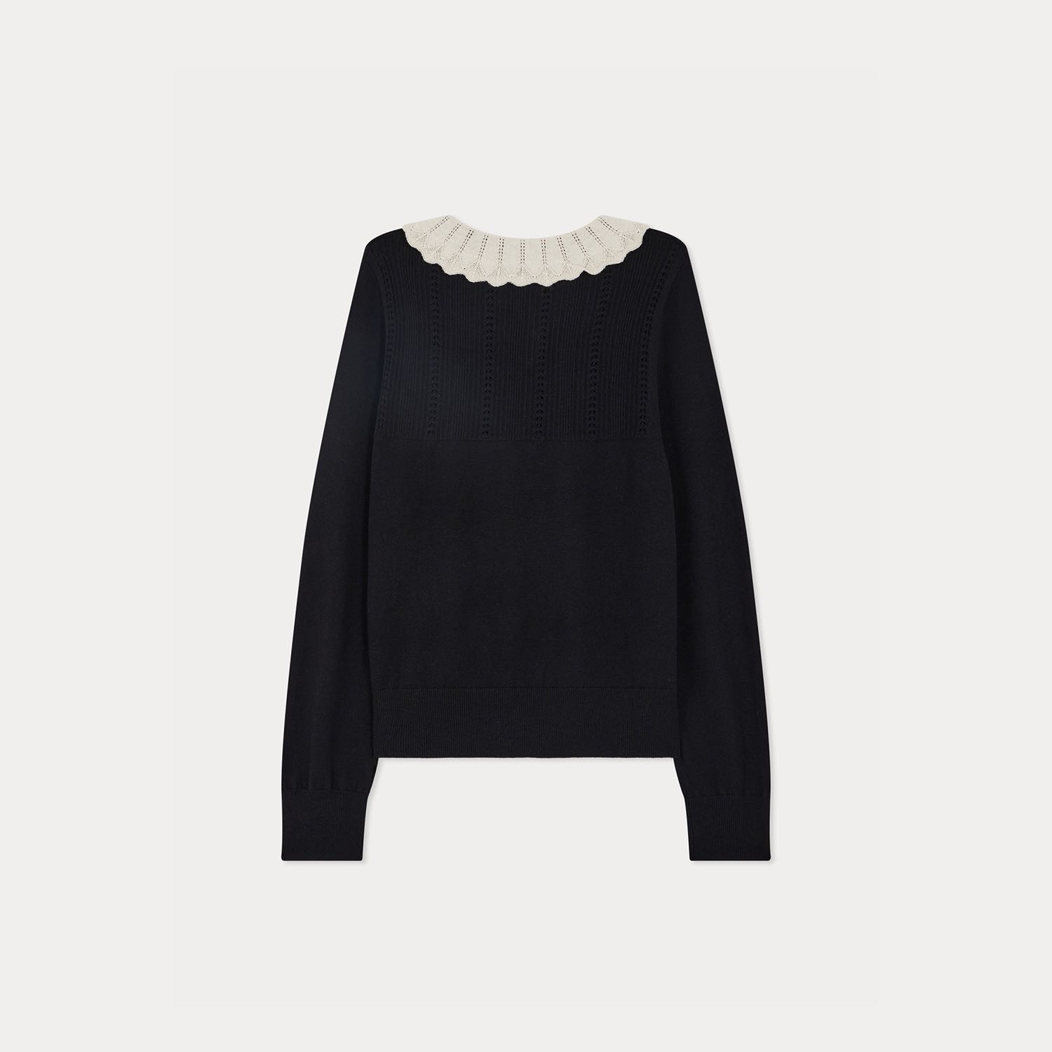 ウールシルクカシミヤ レースカラーニット